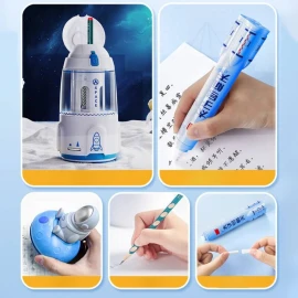 Tom Cat Automatic Electric Pencil Sharpener Magic Erasers Mini Vacuum Cleaner Electric Stationery Set Gift Box