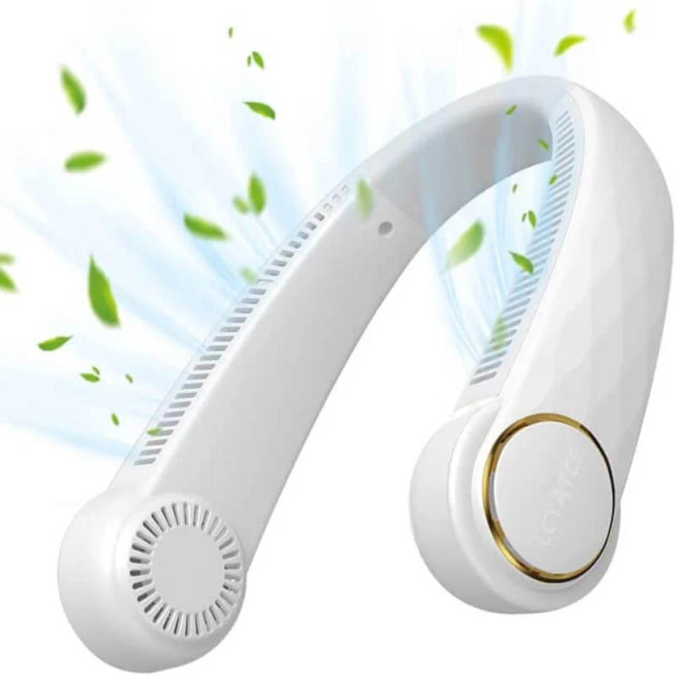 Portable Neck Fan, Hands Free Bladeless Fan, Cooling Personal Fans, 3 Speeds Adjustment USB Hanging Neck Fan, Headphone Design, Wearable Personal Fan, USB Powered, Rechargeable