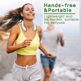 Portable Neck Fan, Hands Free Bladeless Fan, Cooling Personal Fans, 3 Speeds Adjustment USB Hanging Neck Fan, Headphone Design, Wearable Personal Fan, USB Powered, Rechargeable