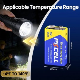 PKCELL 9V (6F22) Extra Heavy Duty batareya yüksək performanslı enerji mənbəyidir. Stabil işləmə və uzun istifadə müddəti sayəsində həm ev, həm də biznes istifadəçiləri üçün uyğundur.