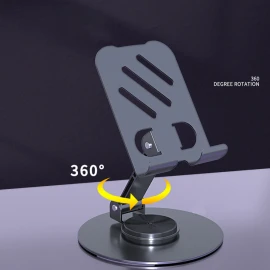Adjustable Metal Phone & Tablet Stand | 720° Rotating, Foldable, Portable Desk Holder for Office & Live Streaming